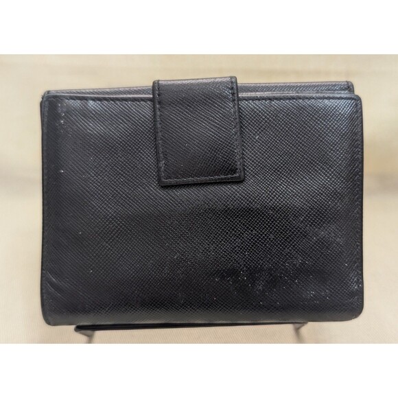 PRADA Wallet Saffiano Leather Black Double Sided Authentic - Picture 2 of 5